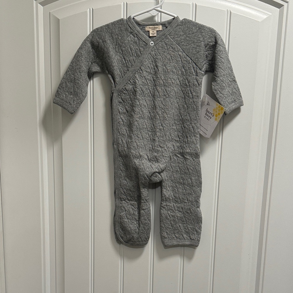 Burt's Bees Baby Gray Quilted Outfit -Size NB